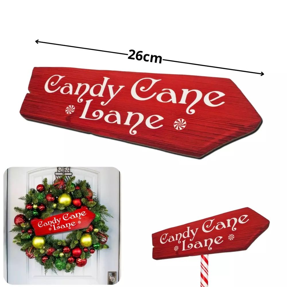 Nyomtatott dekorkarton - Candy Cane Lane útjelző 26 cm