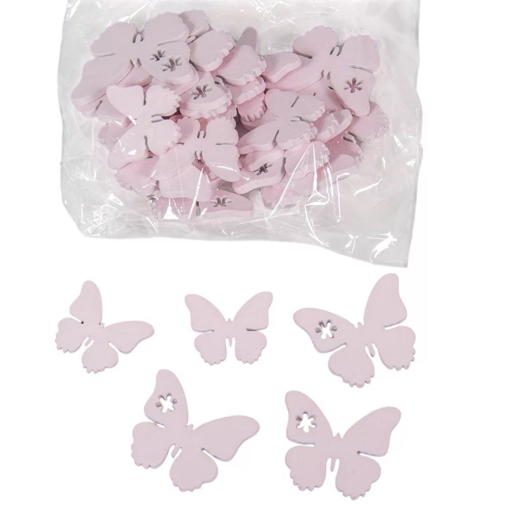 Fa virágmintás pillangó pink 3-4cm 30db-os - 2 színben